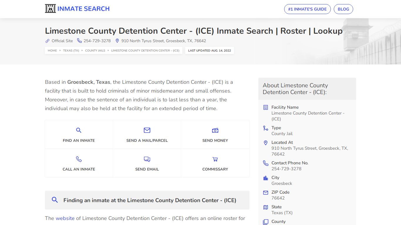 Limestone County Detention Center - (ICE) Inmate Search ...
