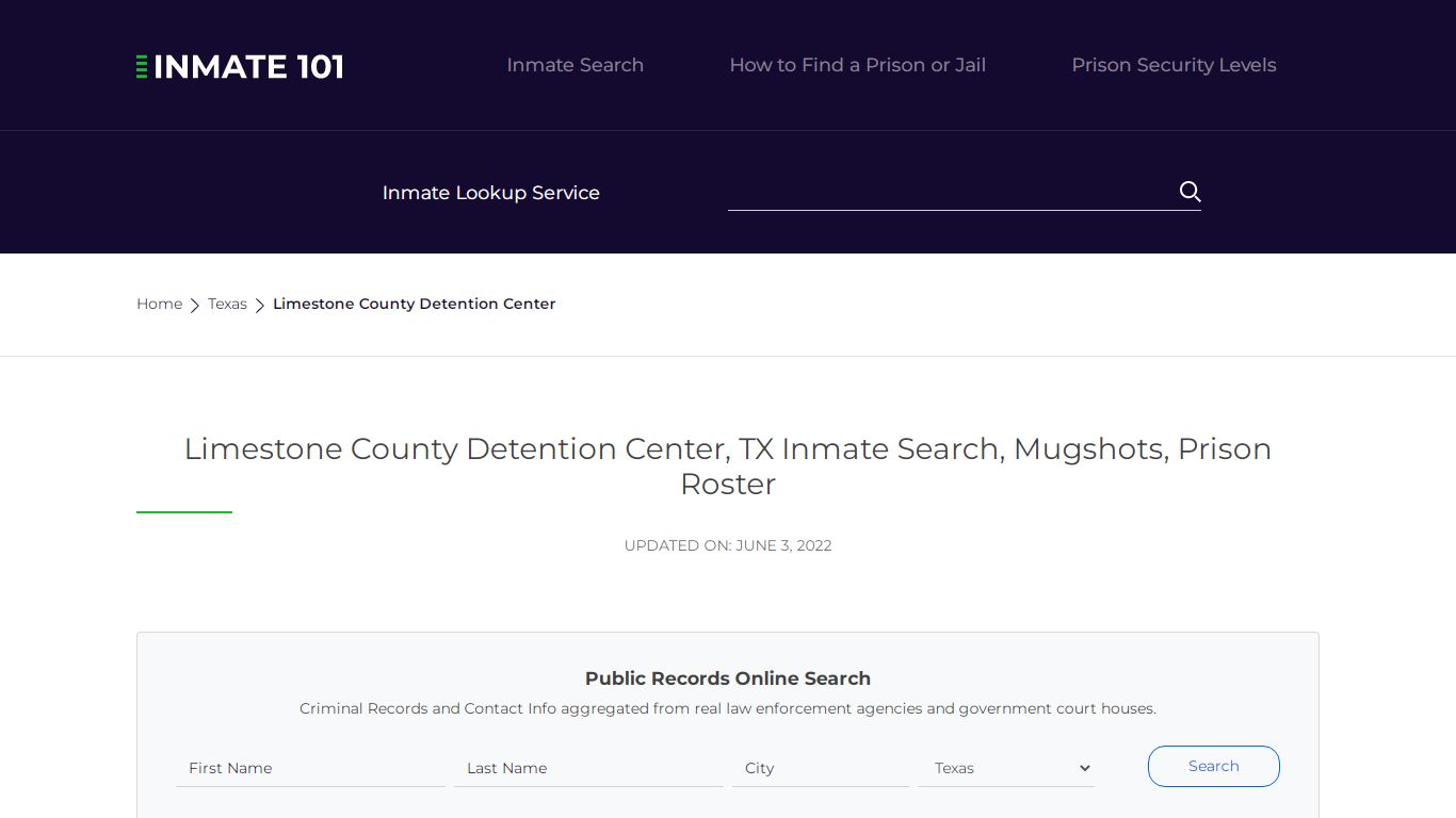 Limestone County Detention Center, TX Inmate Search ...